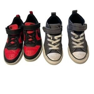 Nike Court Borough Low 2 Toddler Sneakers Red Black Gray High Top Shoes